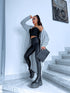 Black, BASIC imitation leather trousers "-5kg" C56-1